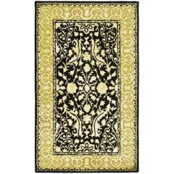 Handmade Majestic Black/ Ivory N. Z. Wool Rug (2'6 x 4')