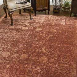 Handmade Silk Road Majestic Rust New Zealand Wool Rug (6' x 9')