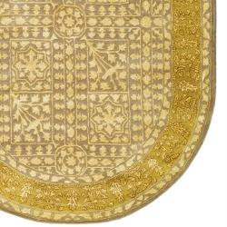 Handmade Majestic Beige/ Light Gold Wool Rug (4'6 x 6'6 Oval)