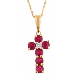 Dyach 14k Yellow Gold Ruby and Diamond Accent Fashion Necklace