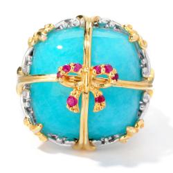 Michael Valitutti Two-tone Amazonite and Ruby Ring