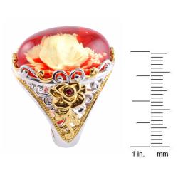 Michael Valitutti Two-tone Carved Rose Amber and Orange Sapphire Ring