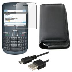 Leather Case/ Screen Protector/ USB Data Cable for Nokia C3