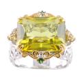 Michael Valitutti Two-tone Green Amber, Chrome Diopside and Sapphire Ring