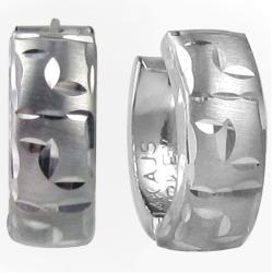 14k White Gold Diamond-Cut Mini-Hoop Earrings