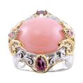 Michael Valitutti Two-tone Pink Opal, Rhodolite and Pink Sapphire Ring