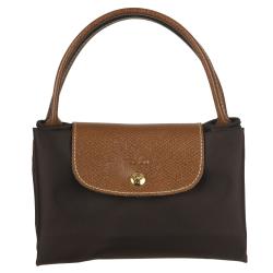 Longchamp 'Le Pliage' Brown Nylon/Leather Travel Bag 