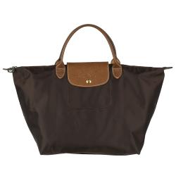 Longchamp 'Le Pliage' Brown Nylon/Leather Travel Bag 