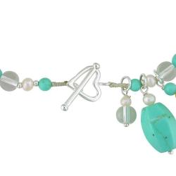 Sterling Silver Turquoise and Freshwater Rice Pearl Bracelet (2-6 mm)