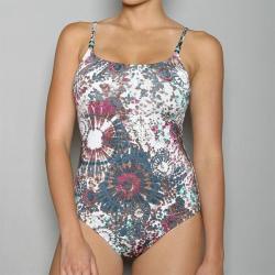 Anne Cole Women's 1-piece Grey Bohemian Print Maillot Swimsuit