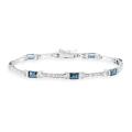 Glitzy Rocks Silver London Blue Topaz and Diamond Accent Bracelet