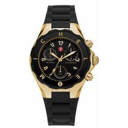 Michele Women's 'Tahitian' Jelly Bean Black Stainless Steel Silicone Strap Watch
