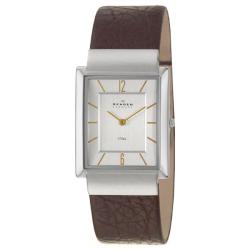 Skagen Men's 'Modern' Stainless Steel and Brown Leather Quartz Watch