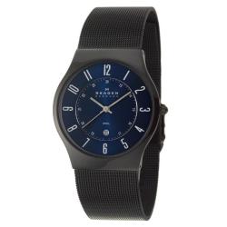 Skagen Men's 'Mesh' Black Stainless Steel Quartz Date Watch