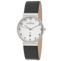 Skagen Men's 'Classic' Stainless Steel and Black Leather Quartz Date Watch