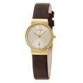 Skagen Women's 'Modern' Yellow Goldplated Stainless Steel and Bronze Leather Swarovski Crystals Quartz Date Watch