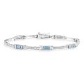 Glitzy Rocks Sterling Silver Swiss Blue Topaz and Diamond Bracelet