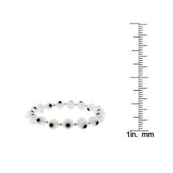 Sterling Silver White Acrylic 'Evil Eye' Stretch Bracelet