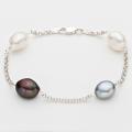 O Jewelry Silver Multi-colored FW Baroque Pearl Bracelet (9-10 mm)