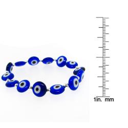 Sterling Silver Blue Acrylic 'Evil Eye' Stretch Bracelet
