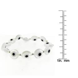 Sterling Silver White and Black Acrylic 'Evil Eye' Stretch Bracelet