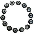 Sterling Silver Black Acrylic 'Evil Eye' Stretch Bracelet