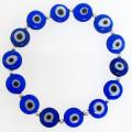 Sterling Silver Blue Acrylic 'Evil Eye' Stretch Bracelet