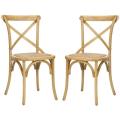 Classical Bradford X Back Oak Finish Side Chairs (Set of 2)