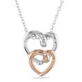 Two-tone Silver Diamond Accent Double Heart Necklace