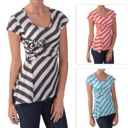 Adi Designs Junior's Striped Scoop Neck Top