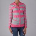 Journee Collection Junior's Pink/Grey Striped Cardigan