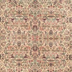 Asian Hand-knotted Royal Kerman Ivory and Green Wool Rug (12' x 15')