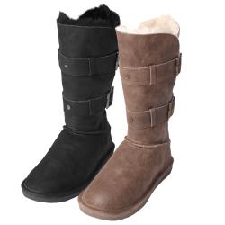 Bearpaw Women's 'Taylor' Suede Sheepskin-lined Buckled Boots