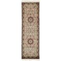 Asian Hand-knotted Royal Kerman Ivory and Navy Wool Rug (2'6 x 22')