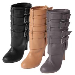 Hailey Jeans Co. Women's 'Lehi-44' Buckled Heeled Boots