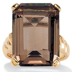 Angelina D'Andrea 14k Gold-plated Smoky Quartz Ring