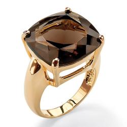 Angelina D'Andrea 14k Goldplated Faceted Smokey Quartz Ring