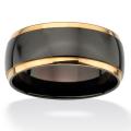 Neno Buscotti Black Ion Plated over Stainless Steel Men's Goldtone Accent Ring