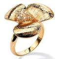 Ultimate CZ 18k Goldplated Clear Cubic Zirconia Flower Ring