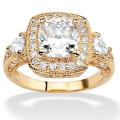 18k Gold over Silver Cubic Zirconia Ring