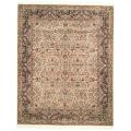 Asian Hand-knotted Royal Kerman Ivory and Green Wool Rug (4' x 6')