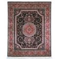 Asian Hand-knotted Royal Kerman Black and Red Wool Rug (9' x 12')