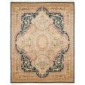 Asian Hand-knotted Royal Kerman Black/ Ivory Wool Rug (8' x 10')