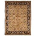 Asian Hand-knotted Royal Kerman Beige and Black Wool Rug (6' x 9')