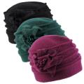 Hailey Jeans Co Women's Stitched Flower Accent Wool Pillbox Cap