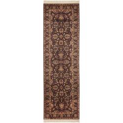Asian Hand-knotted Royal Kerman Purple Wool Rug (2'6 x 6')