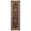 Asian Hand-knotted Royal Kerman Black/ Ivory Wool Rug (2'6 x 12')