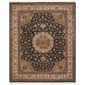 Asian Hand-knotted Royal Kerman Black and Ivory Wool Rug (8' x 10')