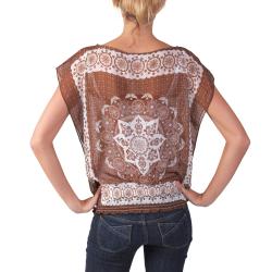 Hailey Jeans Co Junior's Handkerchief Print Boatneck Poncho Top
