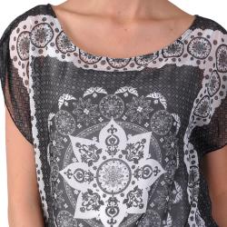 Hailey Jeans Co Junior's Handkerchief Print Boatneck Poncho Top